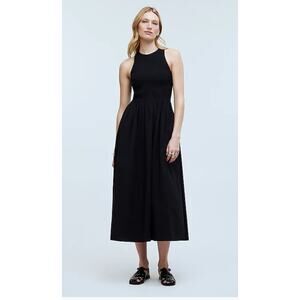 NWOT Madewell The Melody Smocked Midi Dress Size XS Black